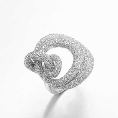 Annulus Shape 7.59g 925 Silver CZ Rings Rhodium Plated Infinite Loop Ring