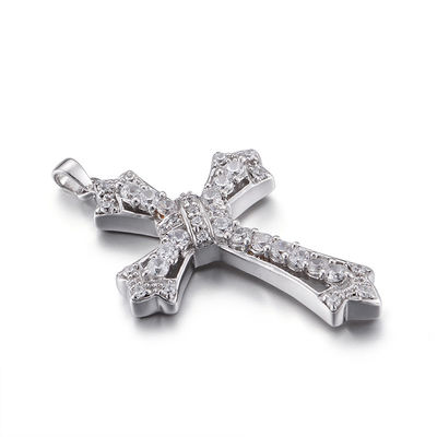 Tumpang Tindih III 925 Perak CZ Liontin 4.53g Sterling Silver Cubic Zirconia Cross Liontin