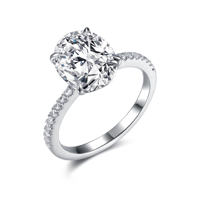 Oval 925 Silver CZ Rings 8x10mm Cubic Zirconia Engagement Rings
