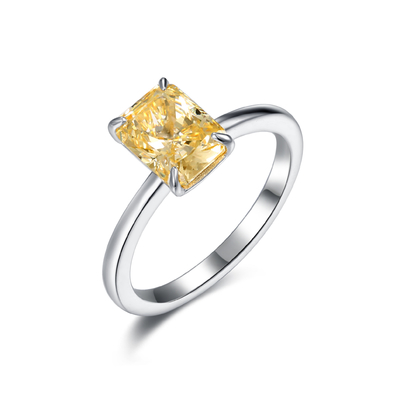 Engagement 925 Sterling Silver Cincin Berlian Berbentuk Zamrud 2.78g